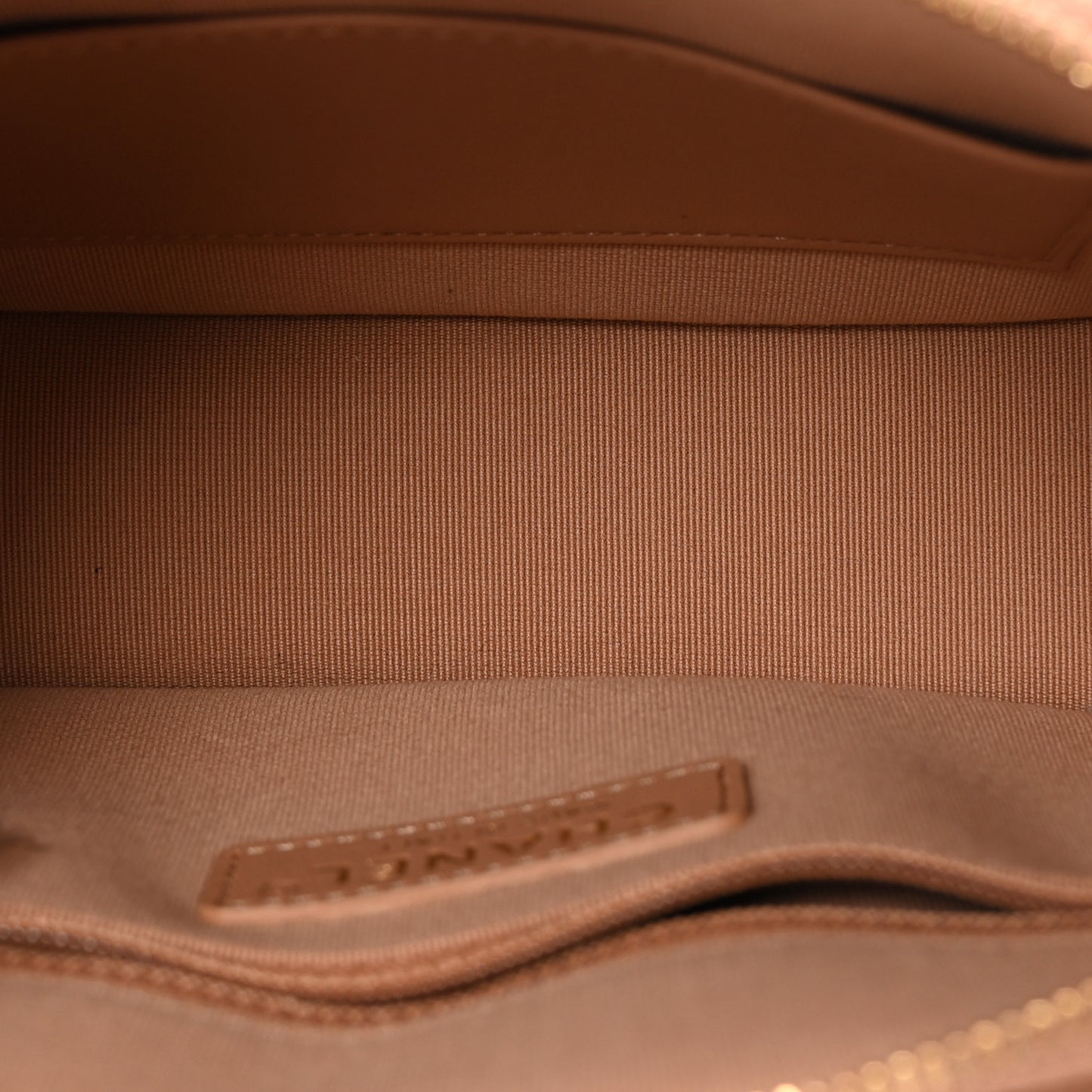 Shiny Lambskin Quilted Shiny Coco Clutch With Chain Dark Beige