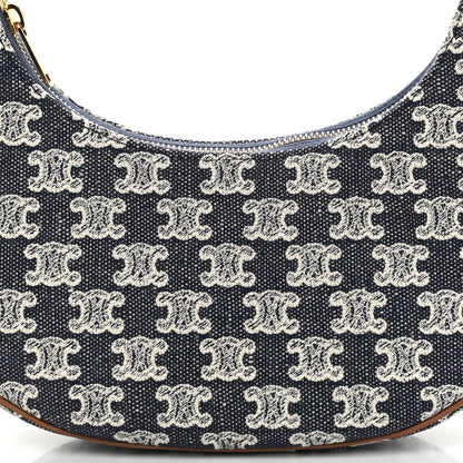 Celine Canvas Calfskin Ava Triomphe Shoulder Bag Blue 8 of 10