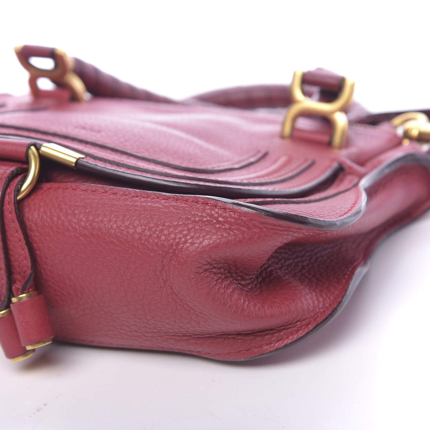 Calfskin Baby Marcie Satchel Peony Red