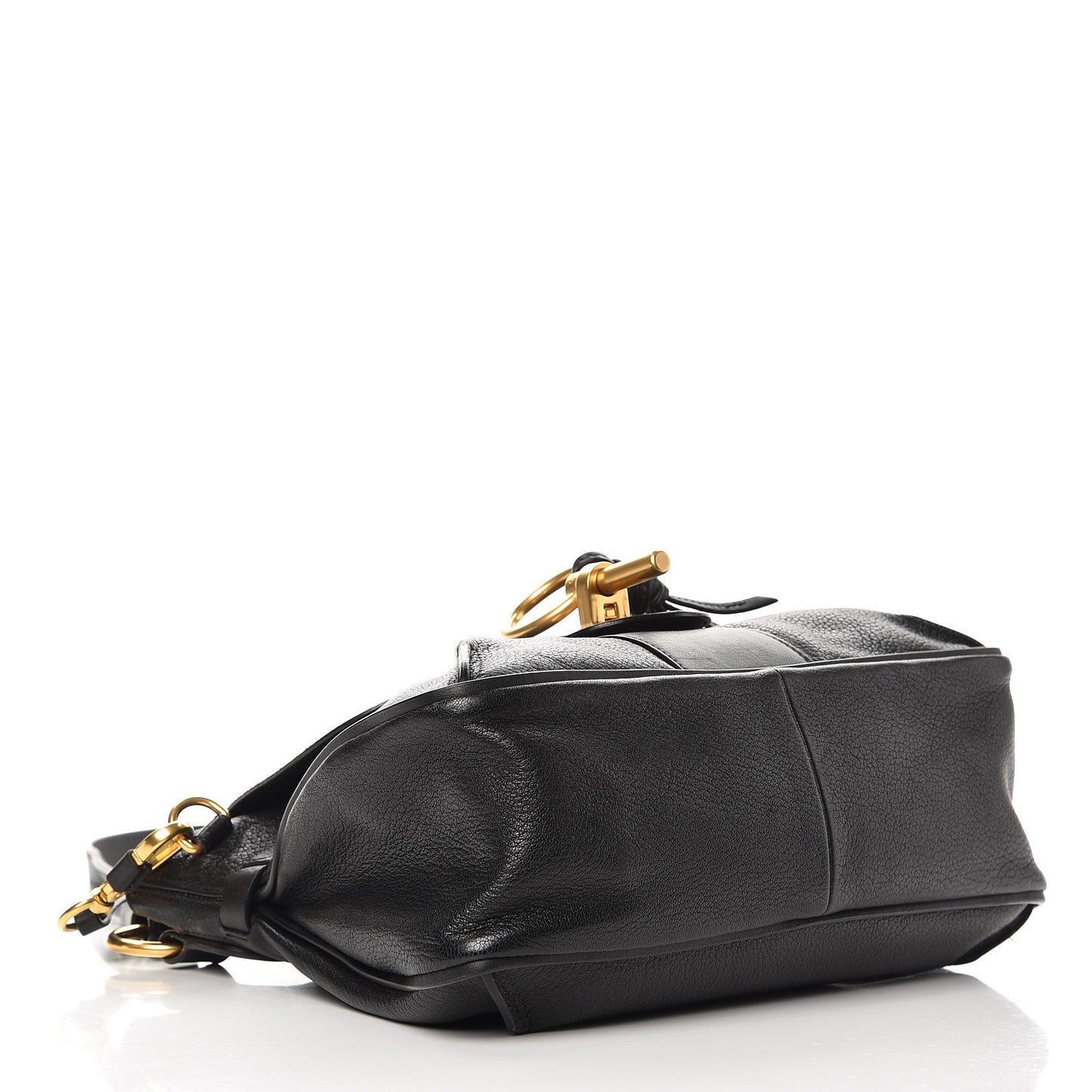 Grained Lambskin Calfskin Medium Lexa Shoulder Bag Black
