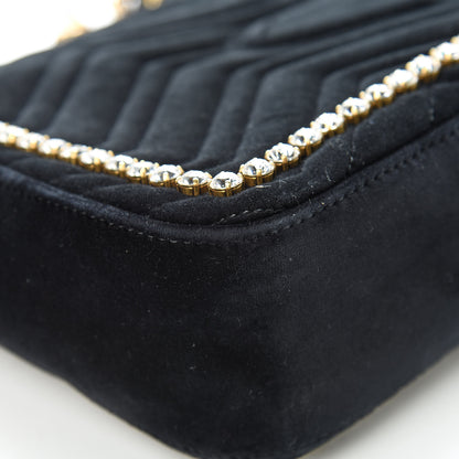 Gucci Velvet Matelasse Crystal Medium GG Marmont Shoulder Bag Black 13 of 21