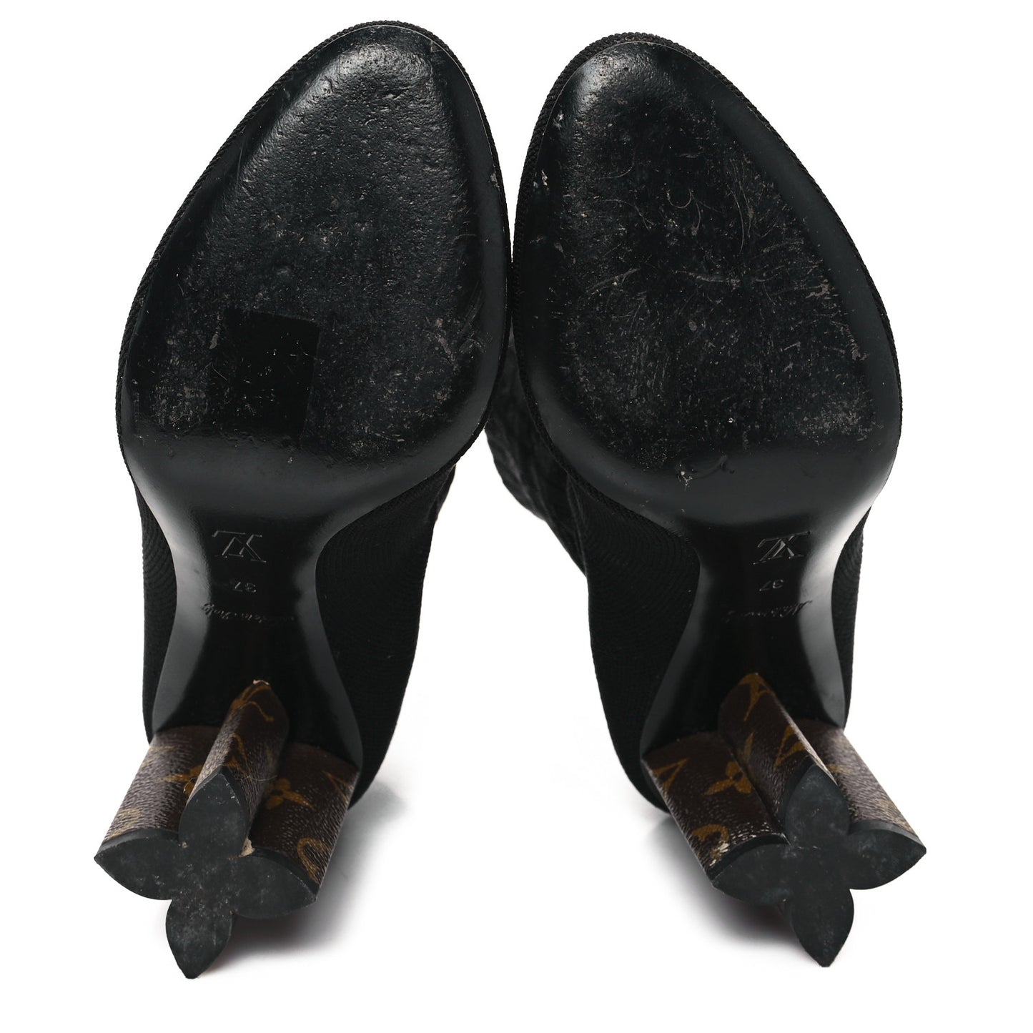 Monogram Stretch Fabric Silhouette Ankle Boots 37 Black
