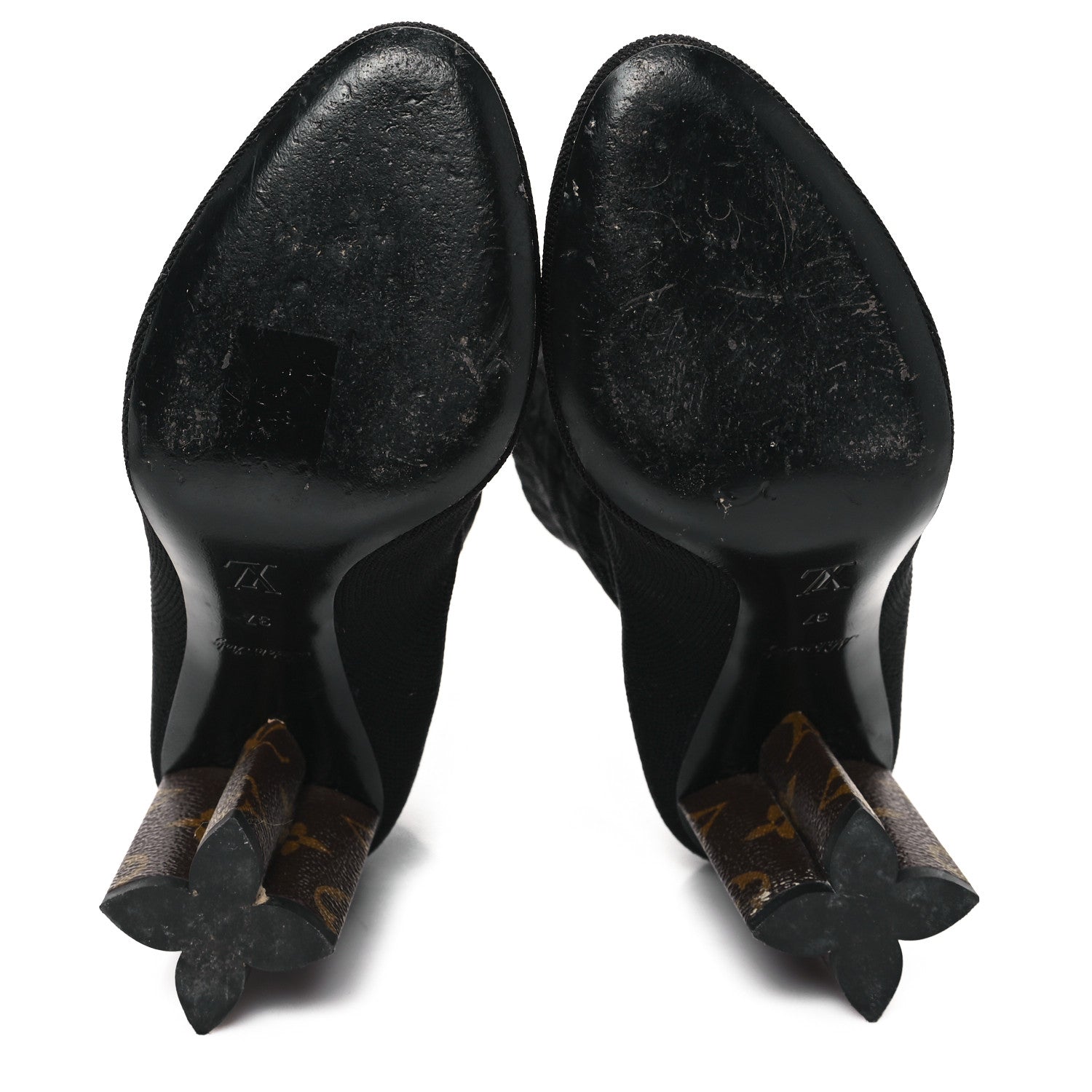 Louis Vuitton Monogram Stretch Fabric Silhouette Ankle Boots 37 Black 6 of 10