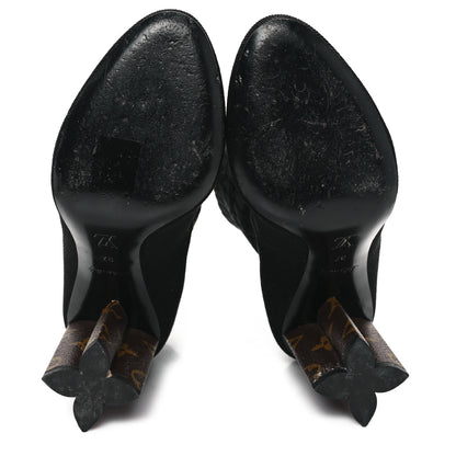 Louis Vuitton Monogram Stretch Fabric Silhouette Ankle Boots 37 Black 6 of 10