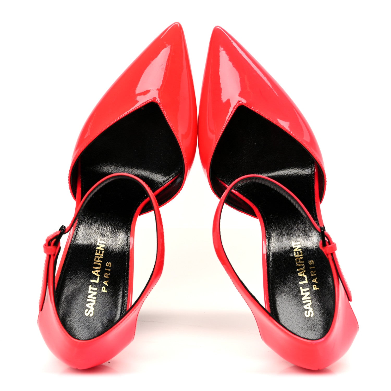 Saint Laurent Patent Anja 105 Ankle Strap Pointed Pumps 37 Fuxia Fluo 2 of 9
