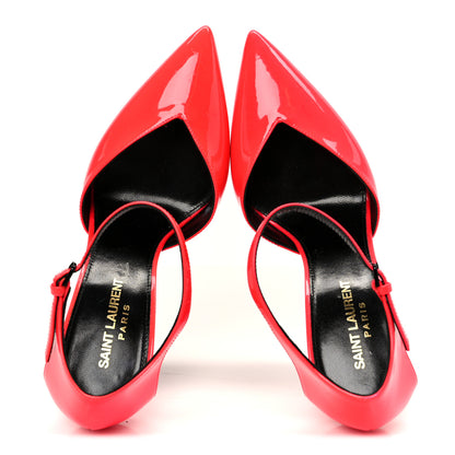 Saint Laurent Patent Anja 105 Ankle Strap Pointed Pumps 37 Fuxia Fluo 2 of 9