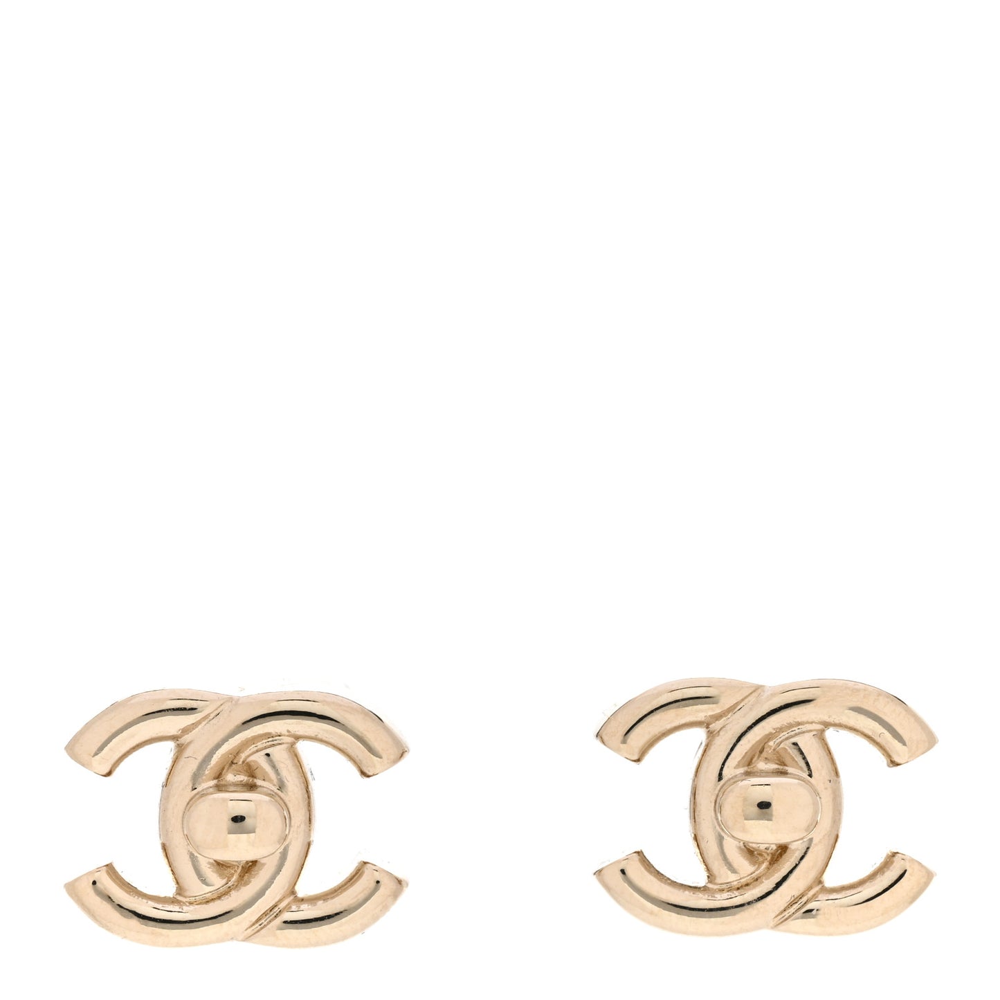 Metal CC Turnlock Earrings Gold
