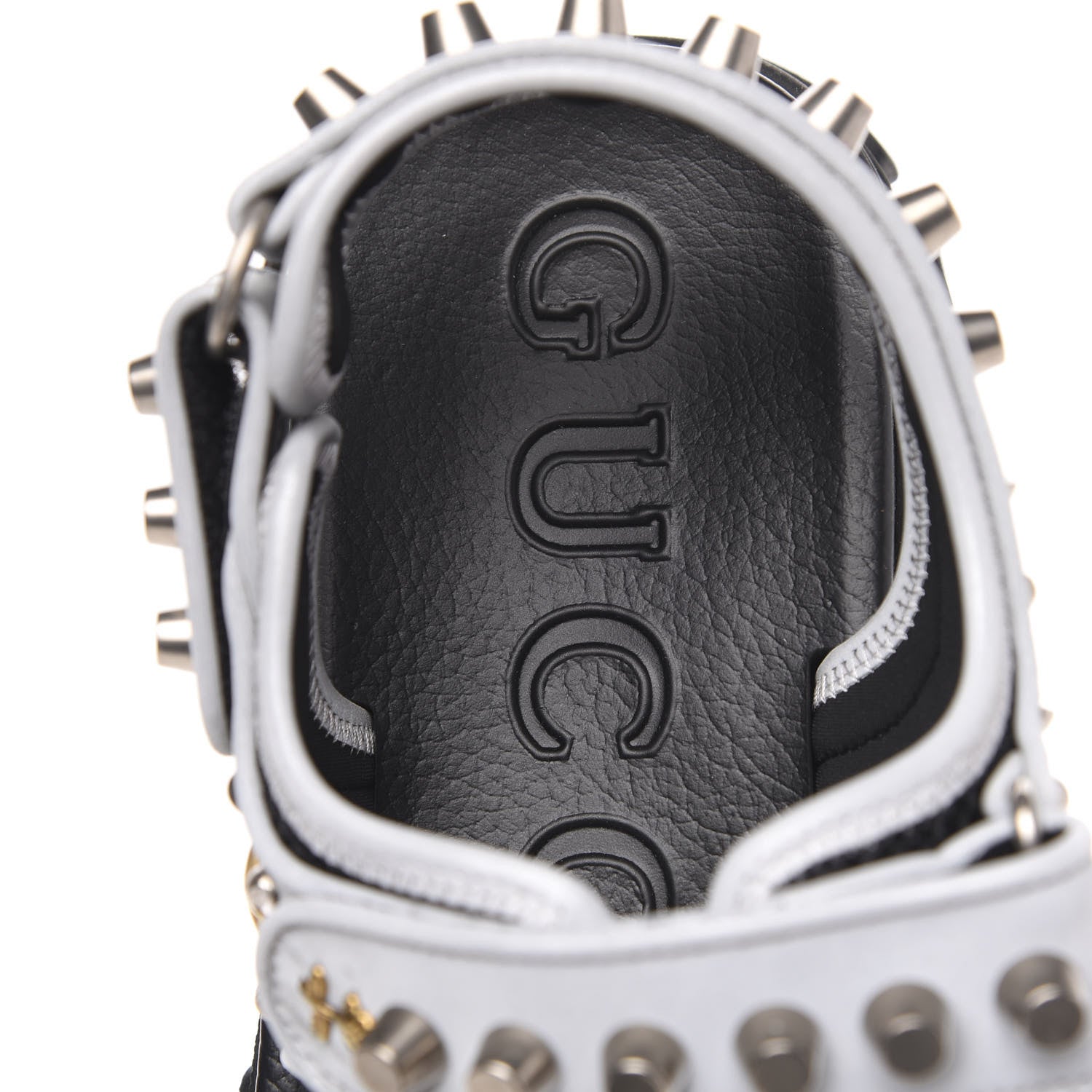 Gucci Technical Canvas Calfskin Reflective Studded Mens Aguru Sandals 8 Silver Black 6 of 8
