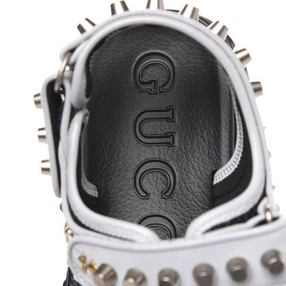Gucci Technical Canvas Calfskin Reflective Studded Mens Aguru Sandals 8 Silver Black 6 of 8