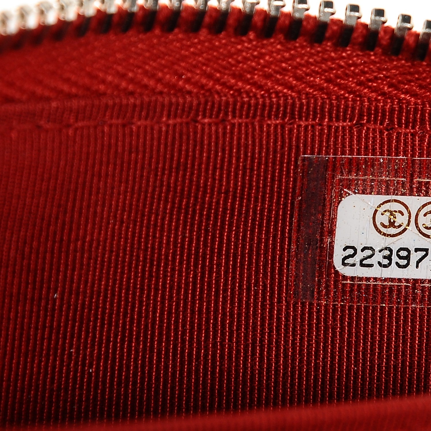 Chanel Caviar Chevron Quilted Zip Around Coin Purse Red 7 of 7