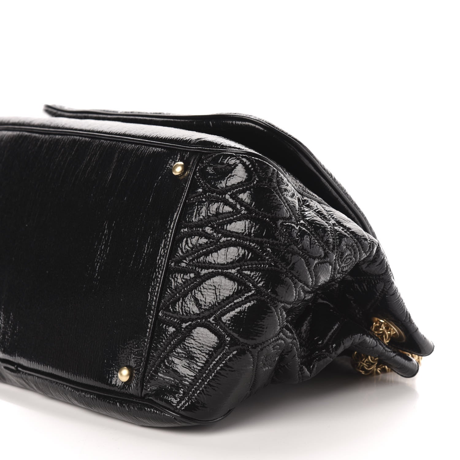 Chanel Vinyl Rodeo Accordion Flap Bag Black 10 of 11