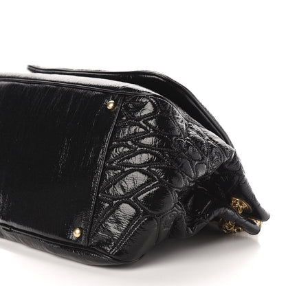 Chanel Vinyl Rodeo Accordion Flap Bag Black 10 of 11