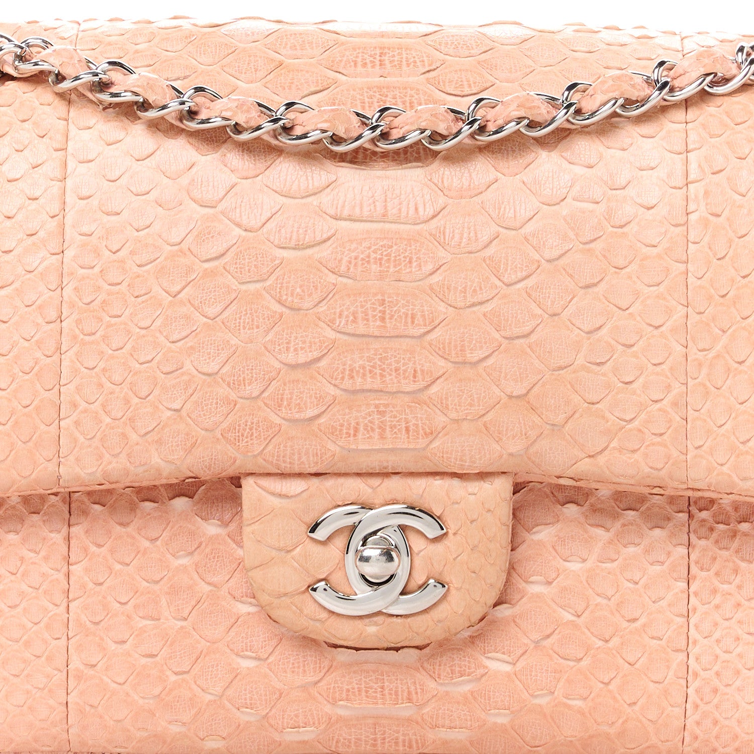Chanel Snakeskin Medium Double Flap Pink 9 of 11