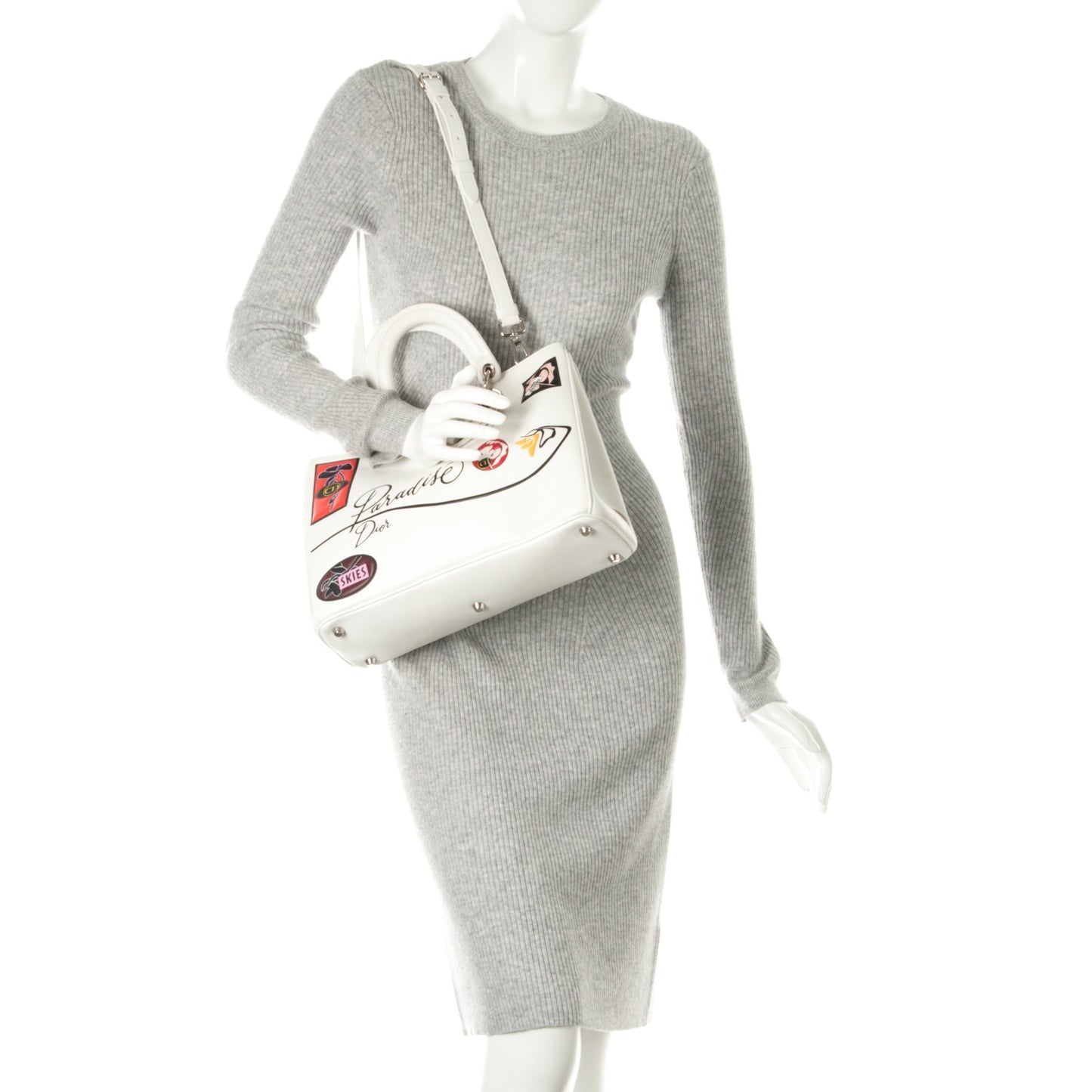 Calfskin Paradise Medium Diorissimo Tote White
