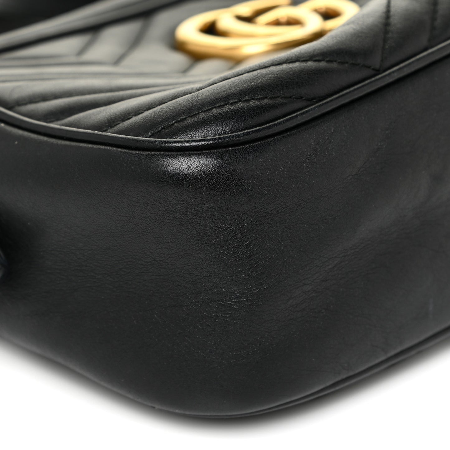 Calfskin Matelasse Small GG Marmont Chain Shoulder Bag Black
