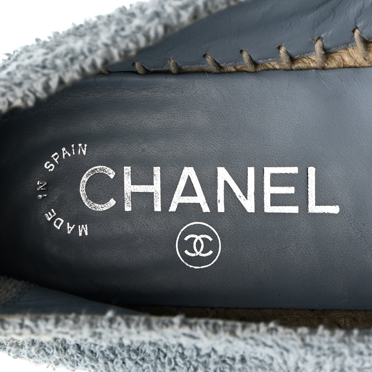 Chanel Fabric Grosgrain CC Espadrilles 38 Blue Light Gray Black 7 of 8