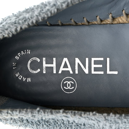 Chanel Fabric Grosgrain CC Espadrilles 38 Blue Light Gray Black 7 of 8
