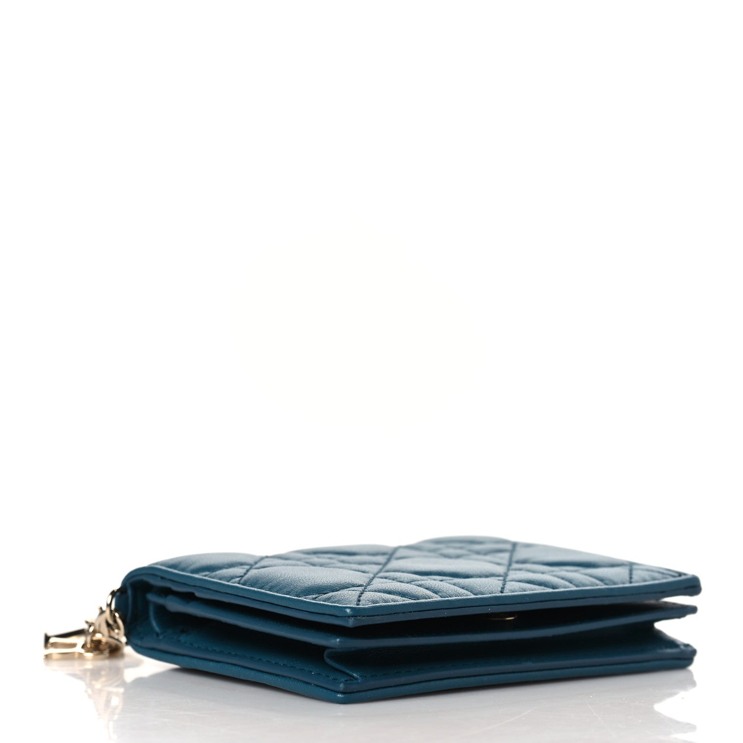 Christian Dior Lambskin Cannage Mini Lady Dior Wallet Deep Ocean 4 of 7