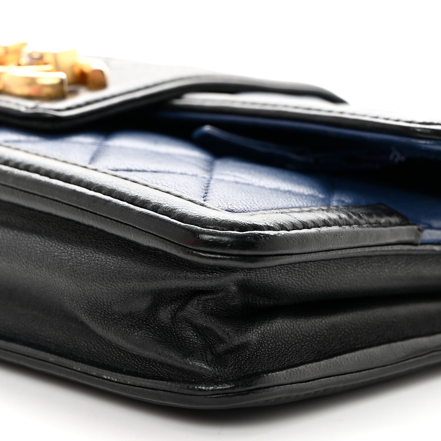 Chanel Lambskin Quilted Elegant CC Wallet On Chain WOC Blue Black 11 of 11