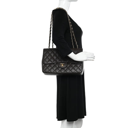 Chanel Caviar Quilted Jumbo Single Flap Dark Brown 2 of 11