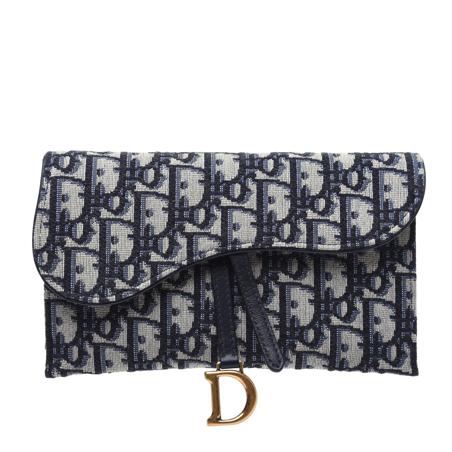 Christian Dior Oblique Saddle Chain Long Wallet Blue 4 of 15