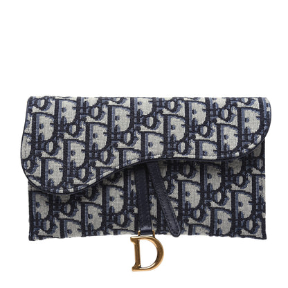 Christian Dior Oblique Saddle Chain Long Wallet Blue 4 of 15