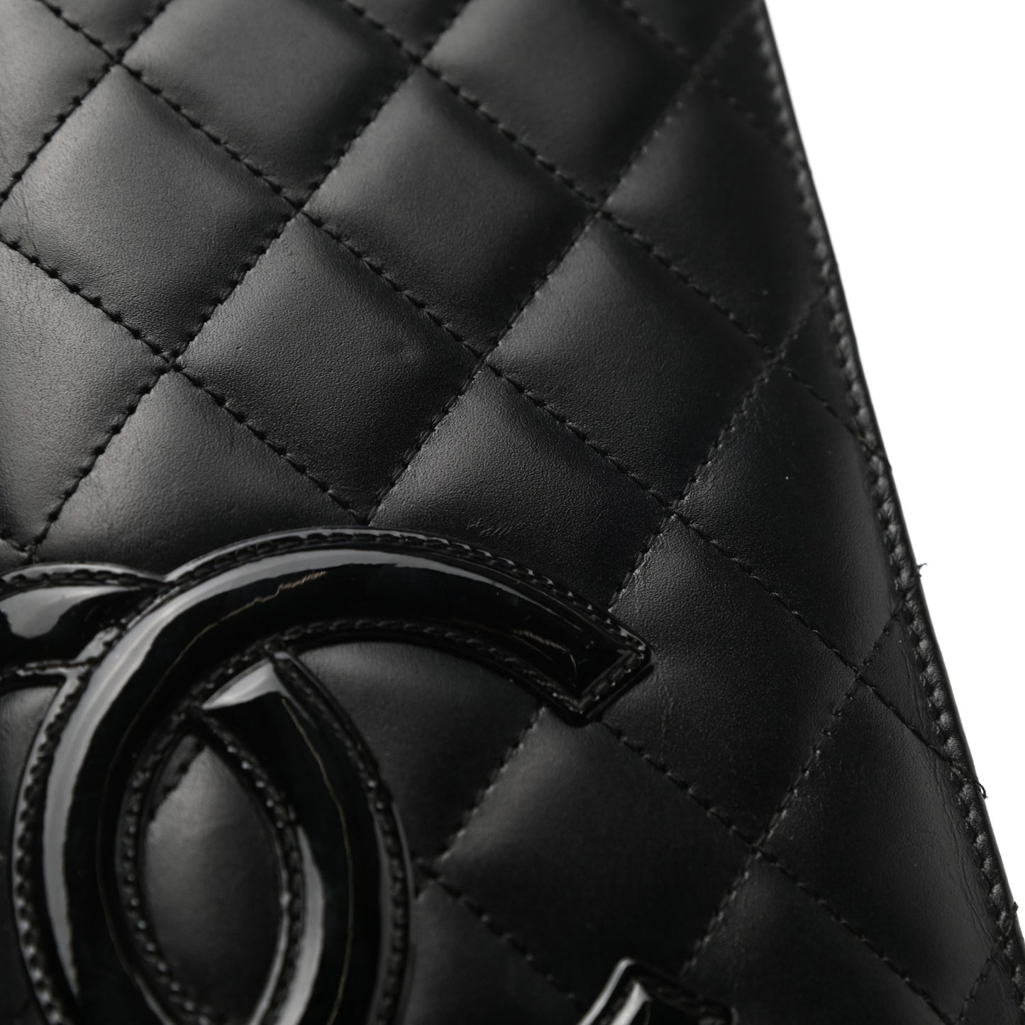 Calfskin Quilted Cambon Yen Wallet Black