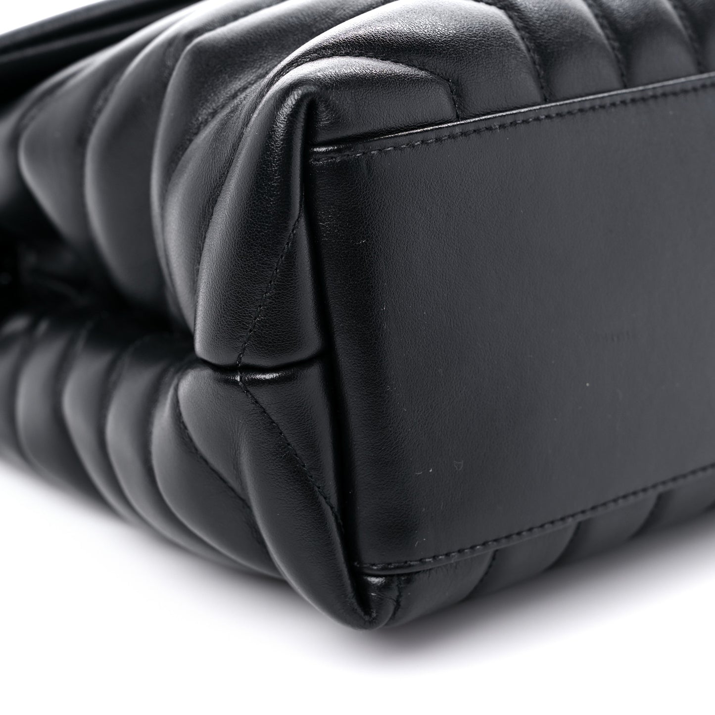 Calfskin Y Quilted Monogram Medium Loulou Chain Satchel Black