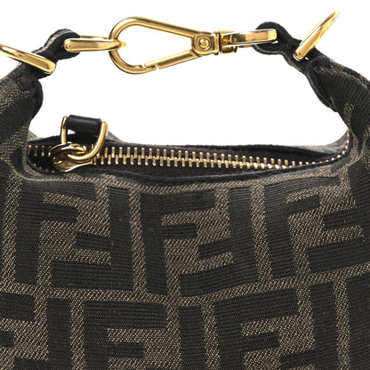 Fendi Fabric Jacquard FF 1974 Nano Fendigraphy Hobo Charm Tobacco Moro 8 of 12