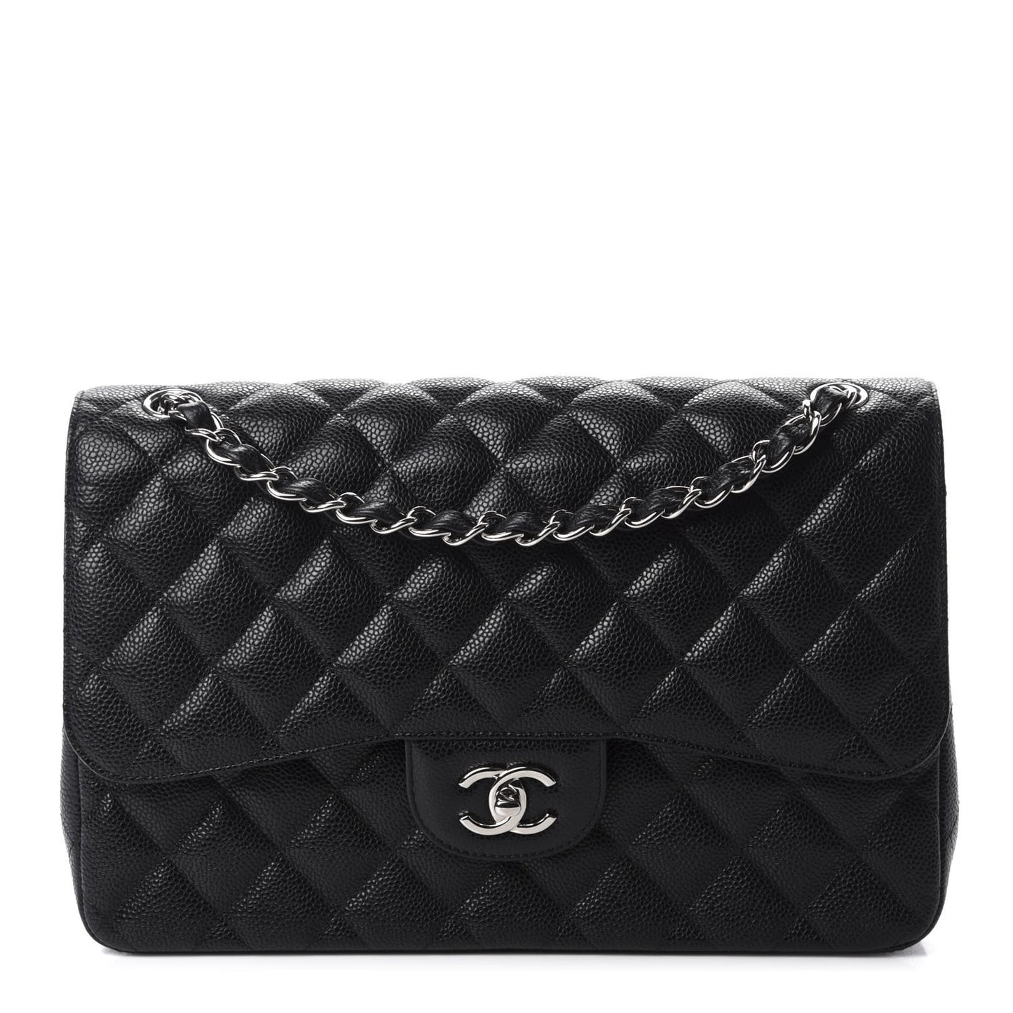 Caviar Quilted Jumbo Double Flap Black