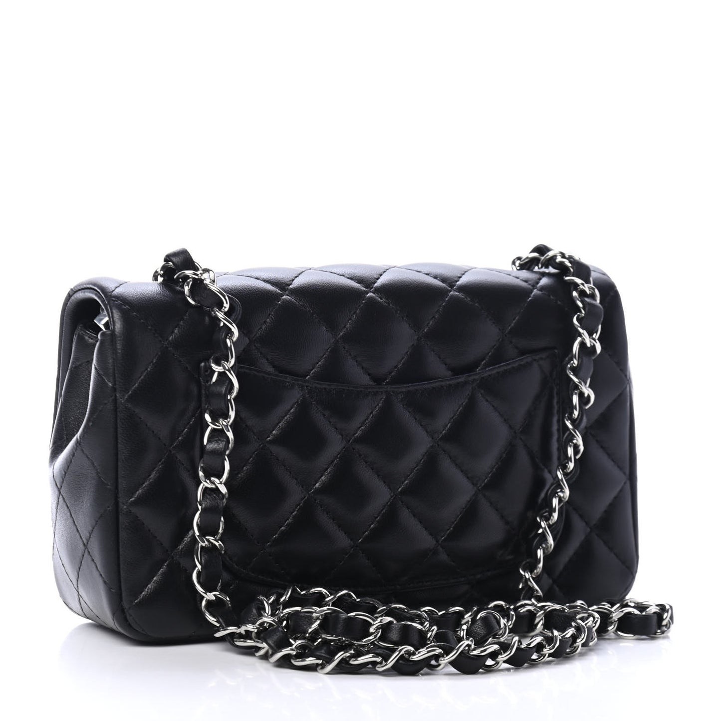 Lambskin Quilted Mini Rectangular Flap Black