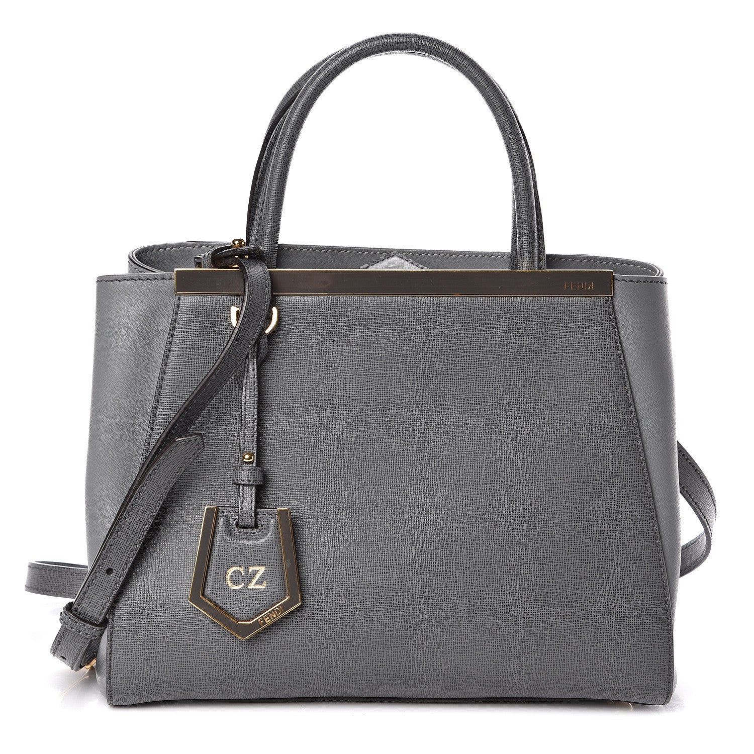 Fendi Vitello Elite Petite 2Jours Tote Grigio Grigio Chiaro 1 of 12