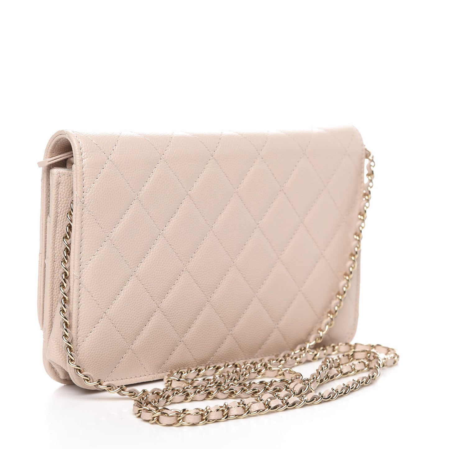 Lambskin Quilted Golden Class Wallet on Chain WOC Light Pink