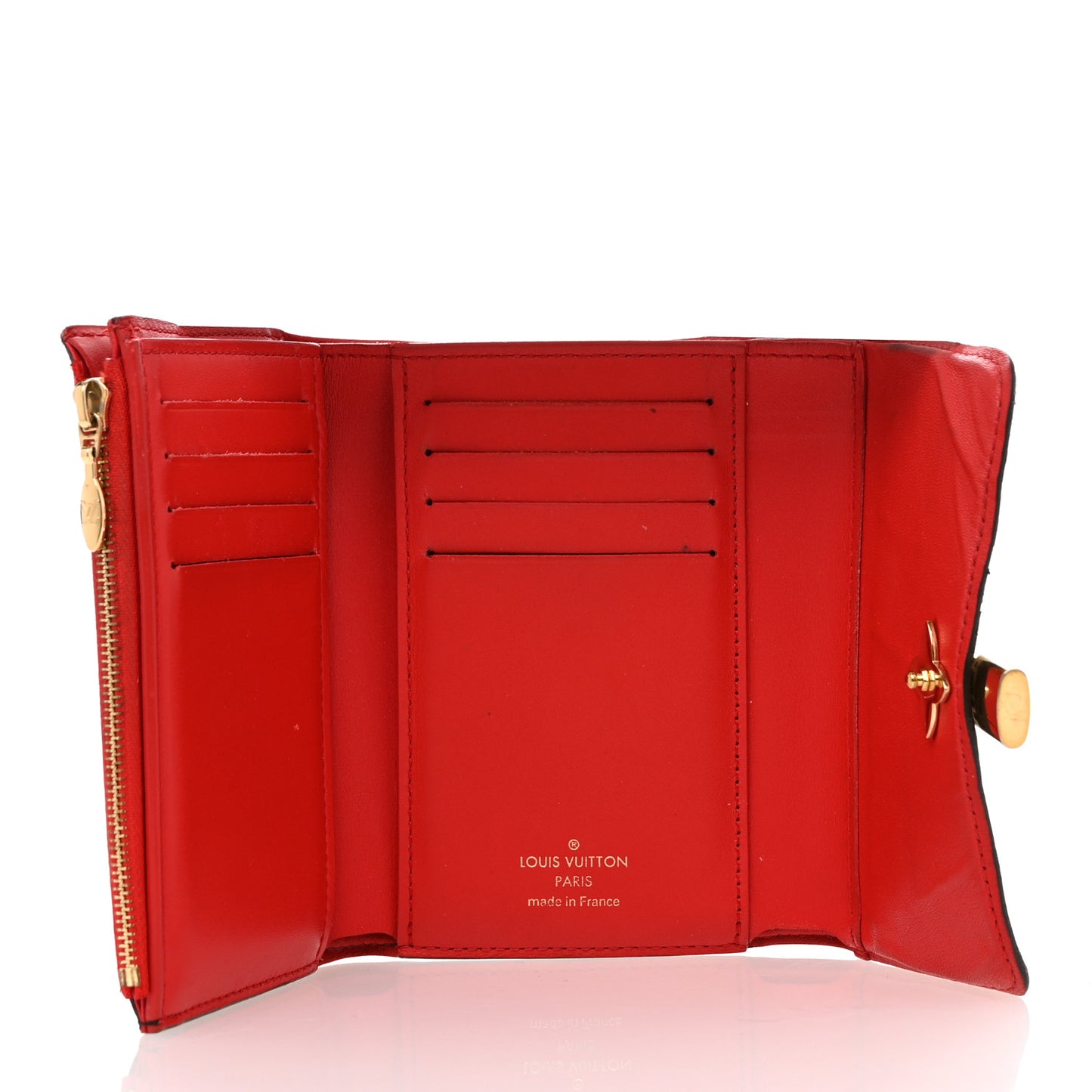 Monogram Flower Lock Compact Wallet Coquelicot