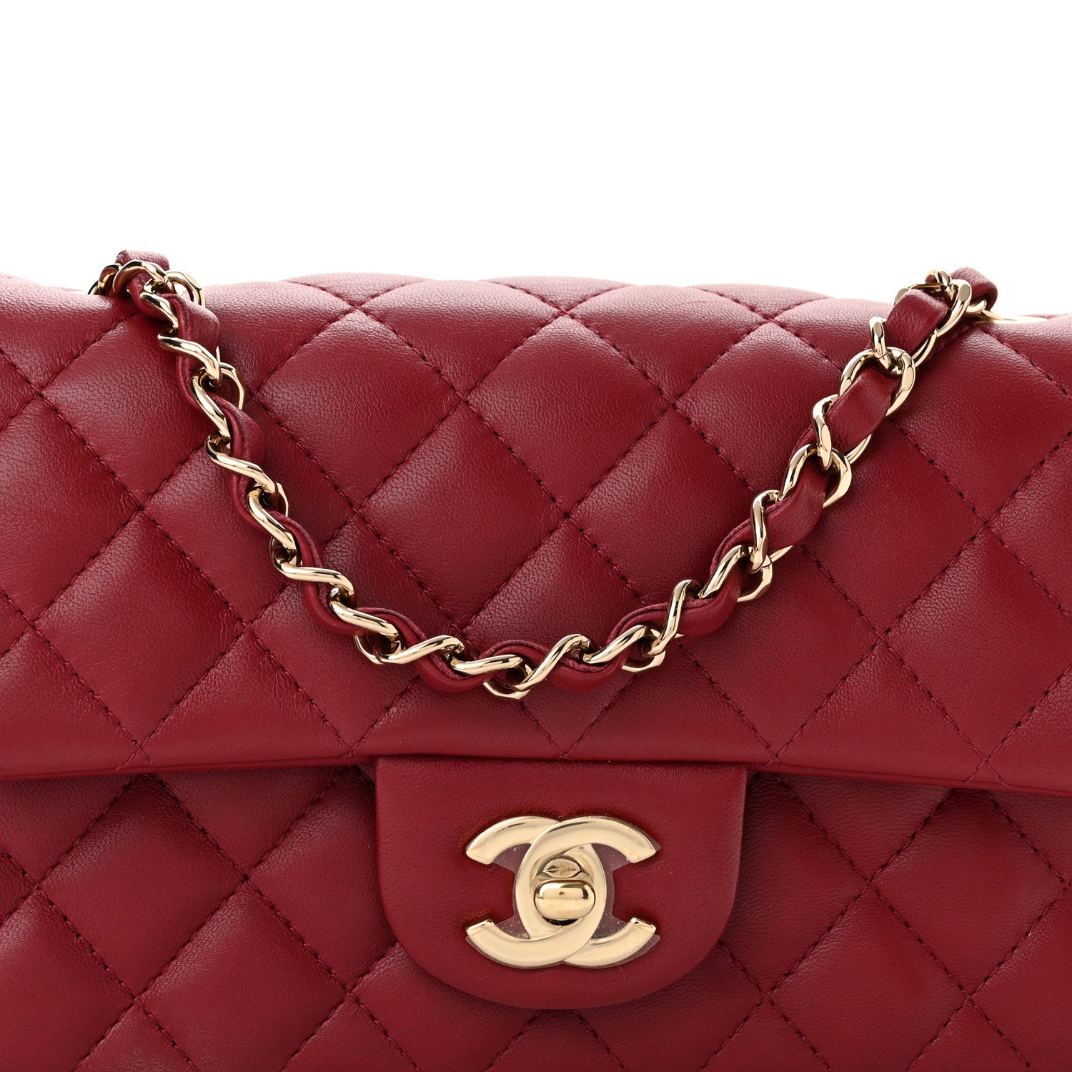 Chanel Lambskin Quilted Mini Rectangular Flap Burgundy 8 of 10
