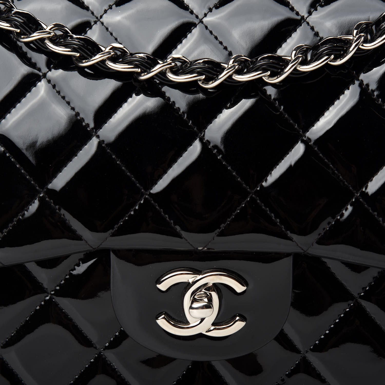 Chanel Patent Quilted Jumbo Double Flap Black 13 of 14