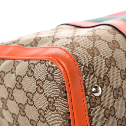 Gucci Monogram Vintage Web Medium Boston Orange 9 of 14