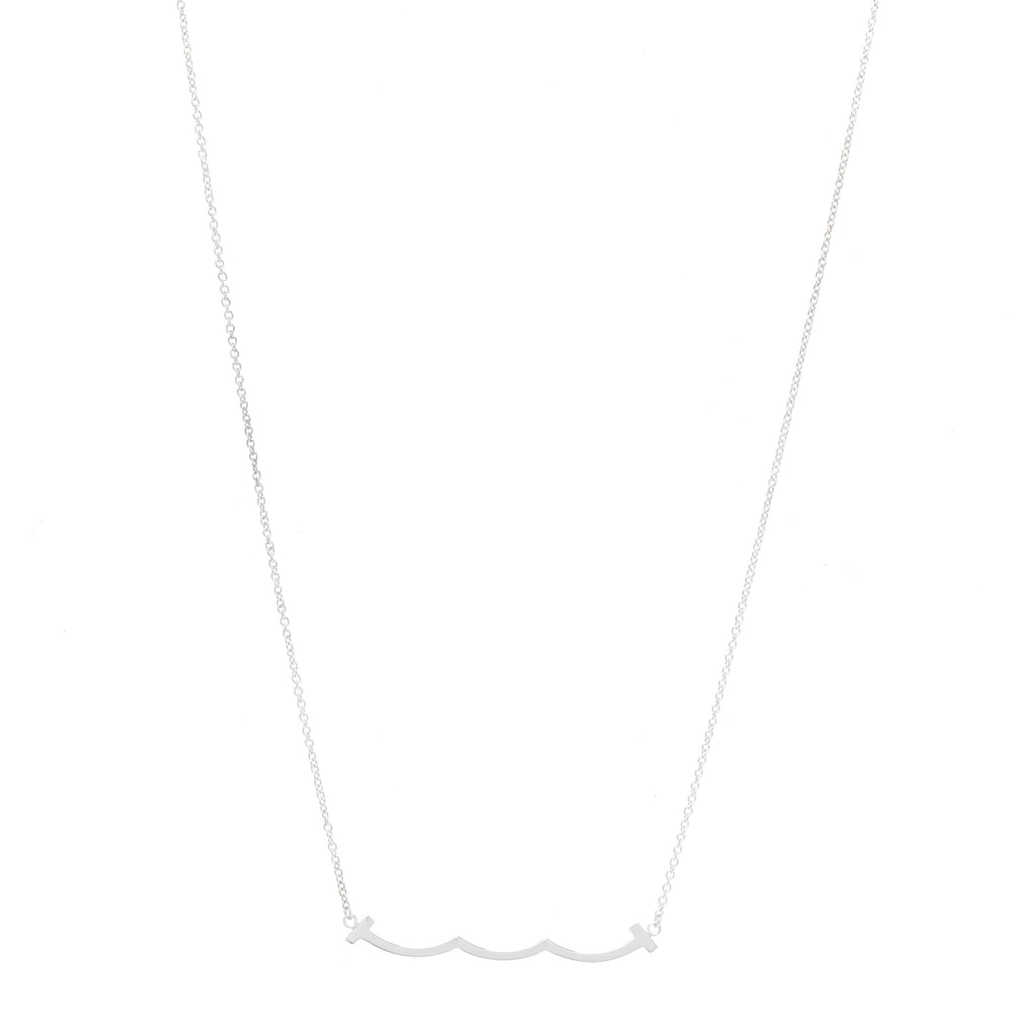 Sterling Silver Small T Wave Pendant Necklace