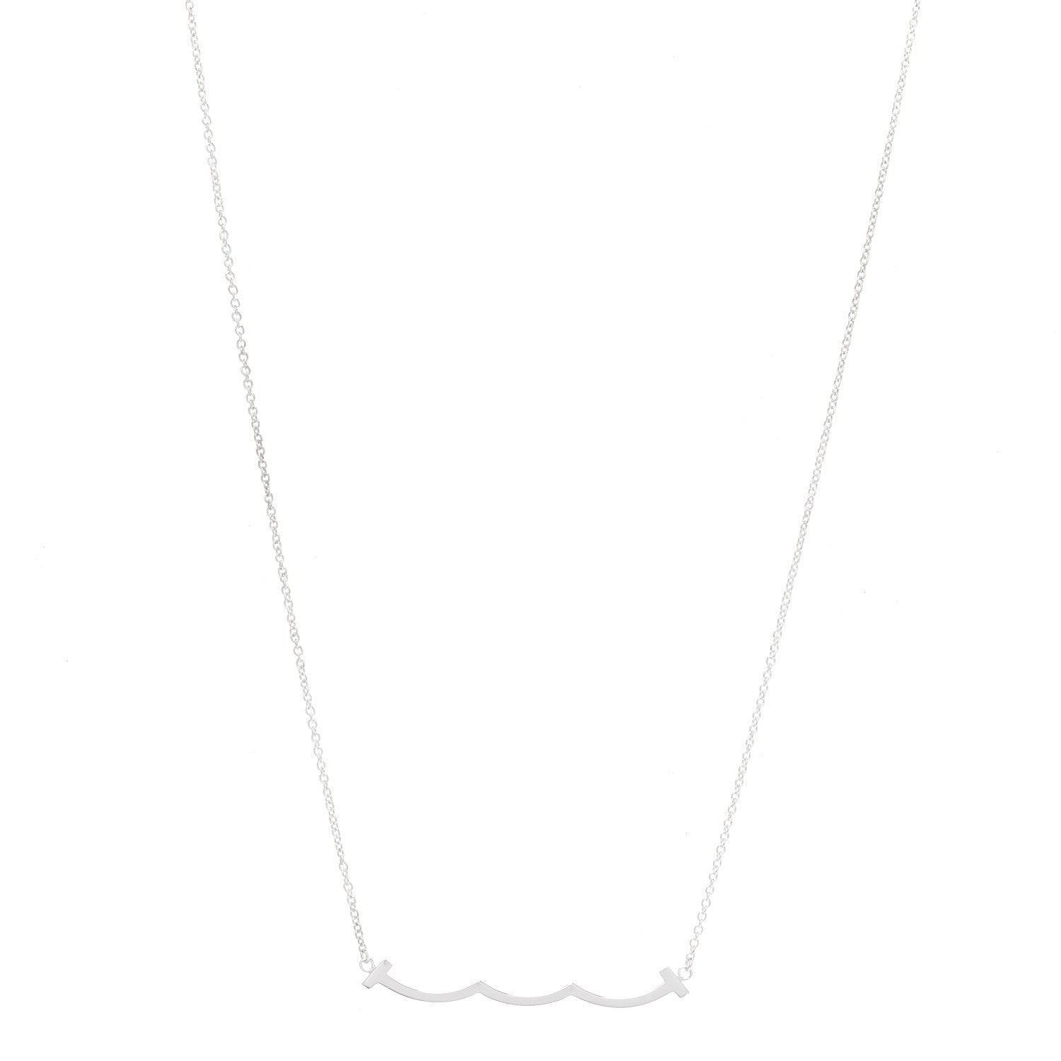 Tiffany Sterling Silver Small T Wave Pendant Necklace 1 of 6
