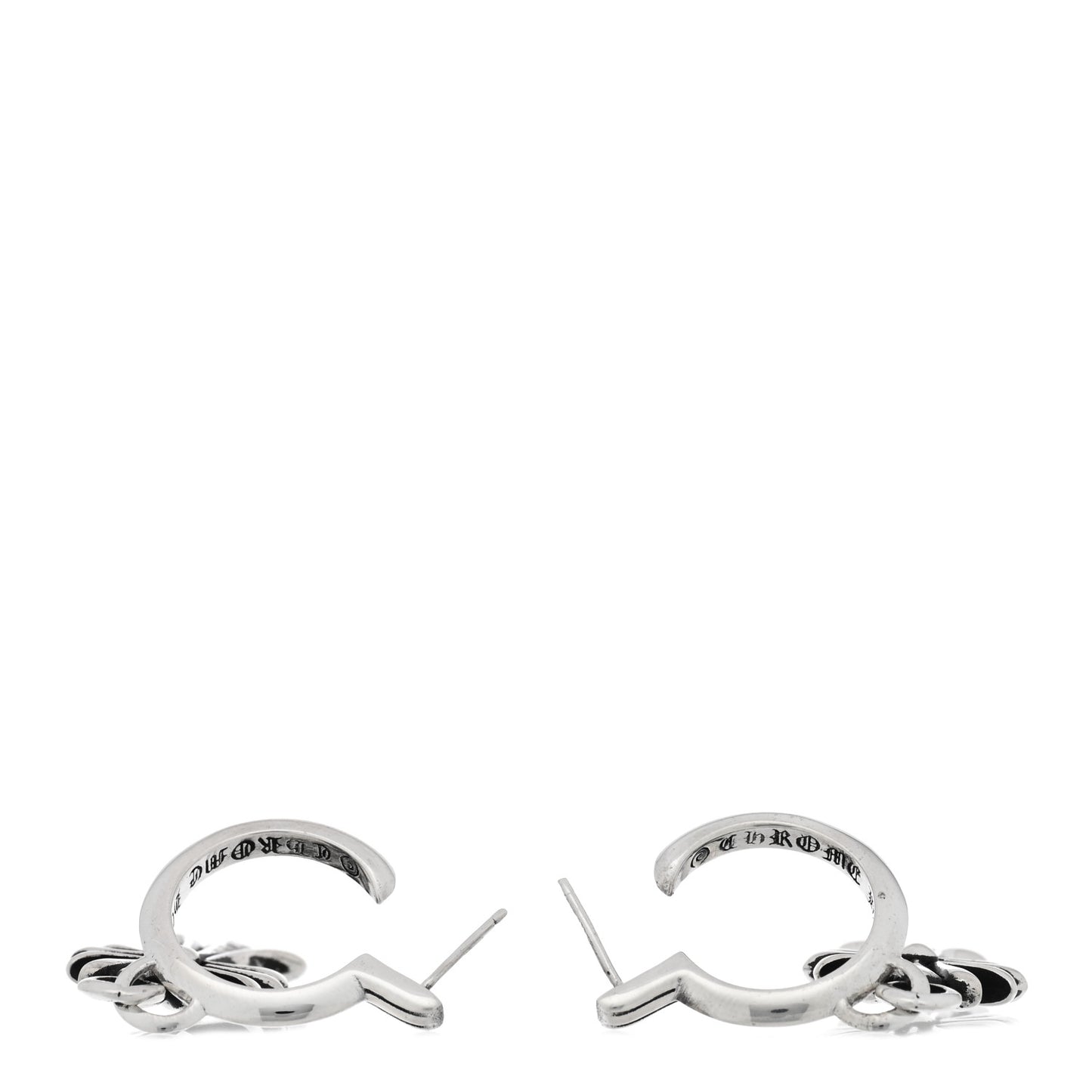 Sterling Silver Tiny CH Cross Hoop Drop Earrings