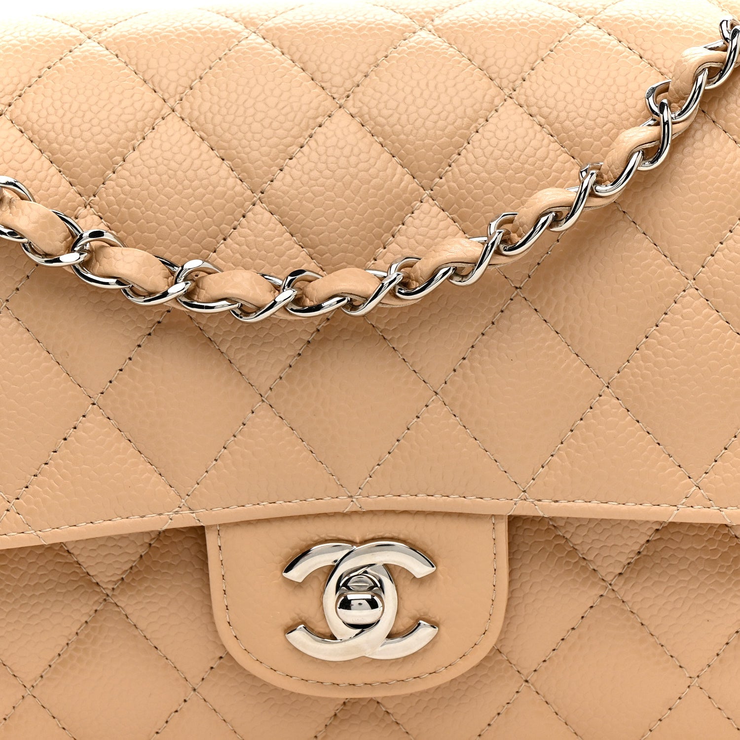 Chanel Caviar Quilted Medium Double Flap Beige 8 of 11