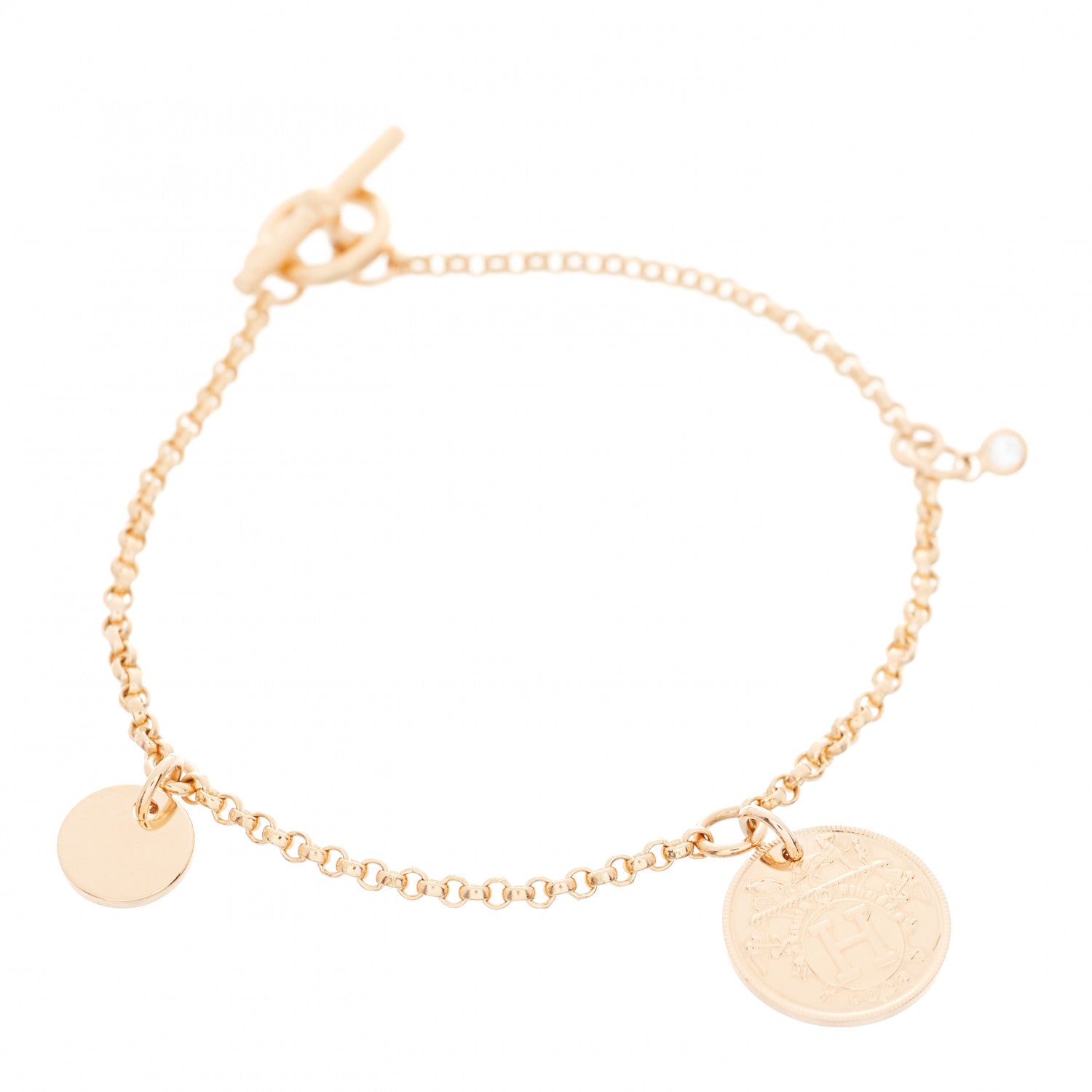 Hermes 18K Rose Gold Diamond PM Ex-Libris Bracelet SH 1 of 4