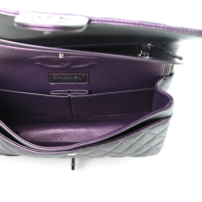 Chanel Iridescent Lambskin Quilted Medium Double Flap Dark Purple 5 of 10