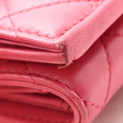 Chanel Lambskin Quilted Tri-Fold Flap Wallet Pink 9 of 14