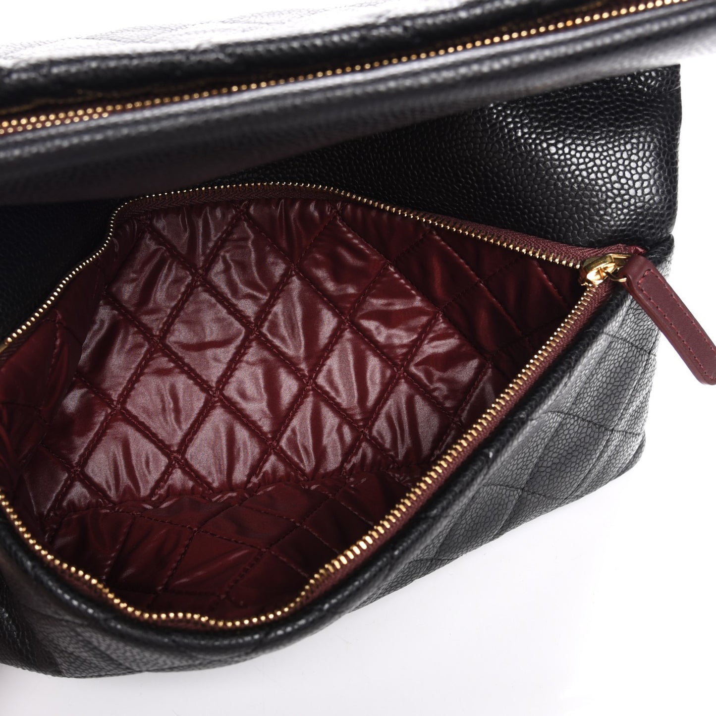 Caviar Quilted CC Beauty Clutch Black