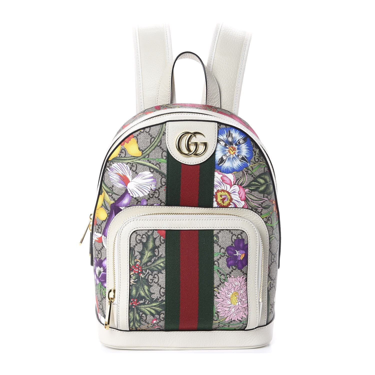 Gucci GG Supreme Monogram Flora Web Small Ophidia Day Backpack White 1 of 8