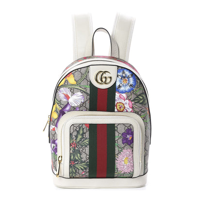 Gucci GG Supreme Monogram Flora Web Small Ophidia Day Backpack White 1 of 8