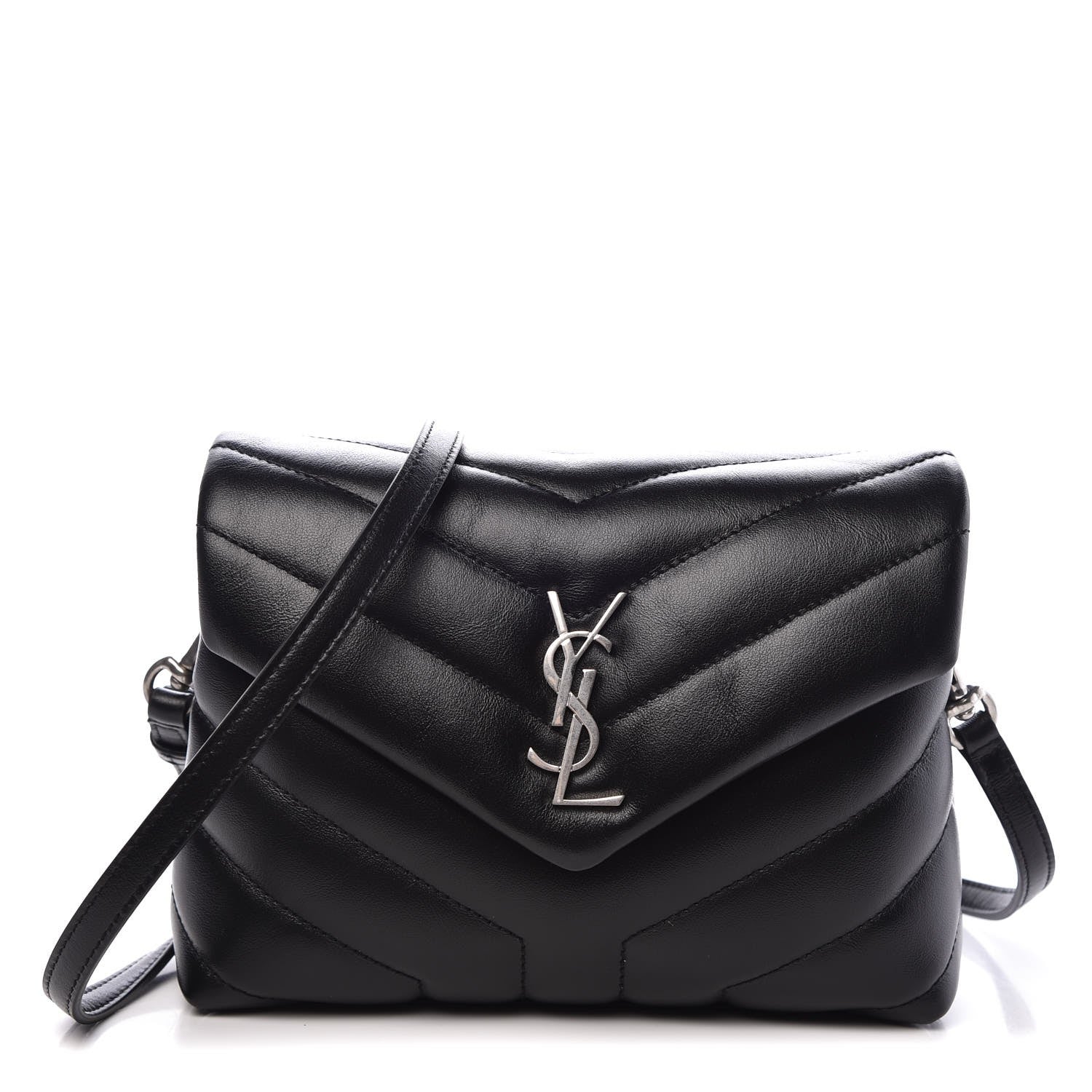 Saint Laurent Calfskin Y Quilted Monogram Toy Loulou Crossbody Bag Black 1 of 9