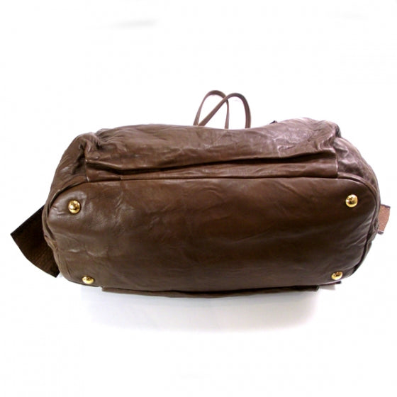 Nappa Snakeskin Bow Tote Brown