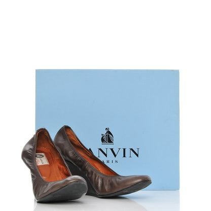 Lanvin Veau Ballerina Wedges 39 Marron Fonce 11 of 11
